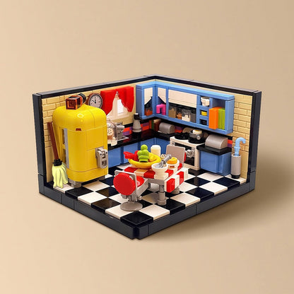 Mid-Century Kitchen Diorama MOC Building Kit | Retro Interior Model - 3