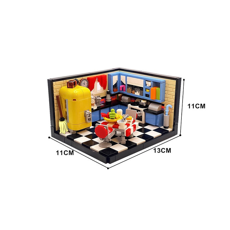 Mid-Century Kitchen Diorama MOC Building Kit | Retro Interior Model - 4