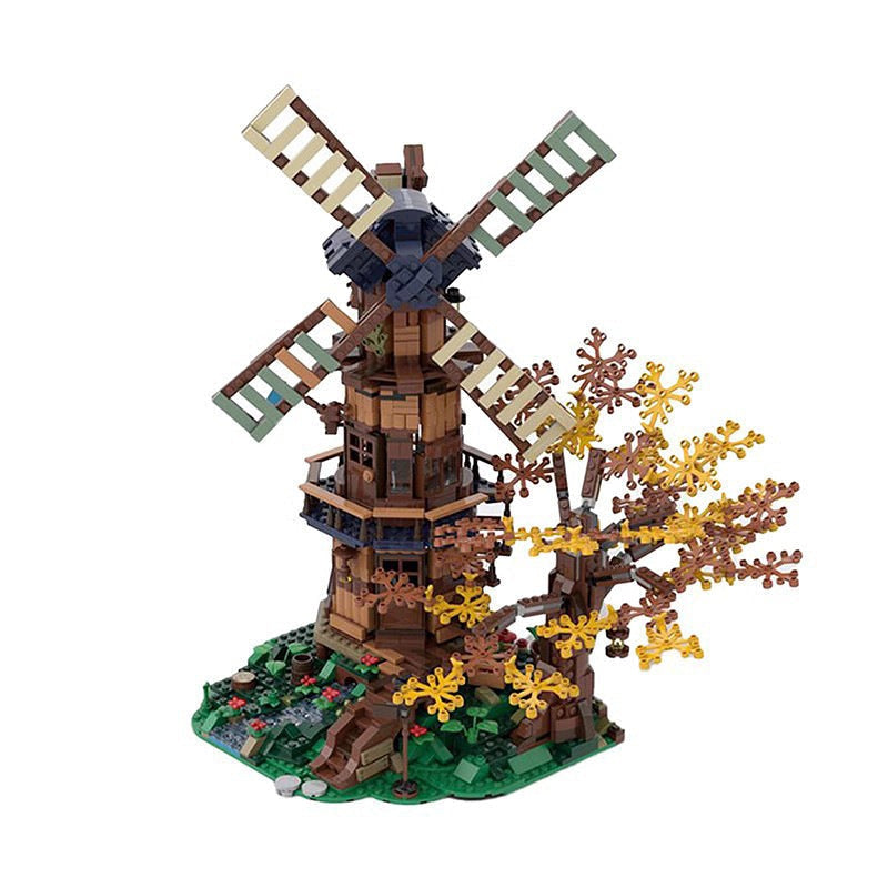 Mill on the Hill MOC Building Kit | Medieval Village Architecture Model - 3