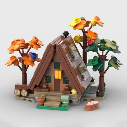 Mini A-Frame Cabin MOC Building Kit | Rustic Woodland House - 2