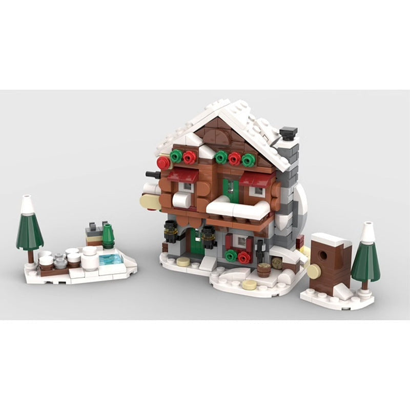 Mini Alpine Lodge MOC Building Kit | Winter Cabin Architecture Model - 2
