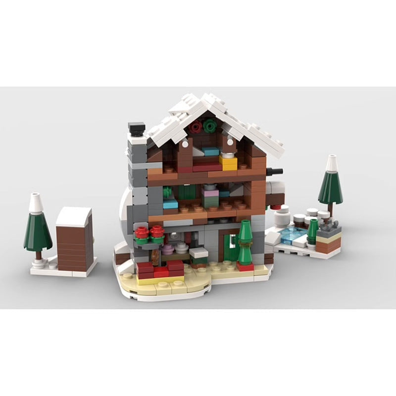 Mini Alpine Lodge MOC Building Kit | Winter Cabin Architecture Model - 4