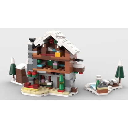 Mini Alpine Lodge MOC Building Kit | Winter Cabin Architecture Model - 5