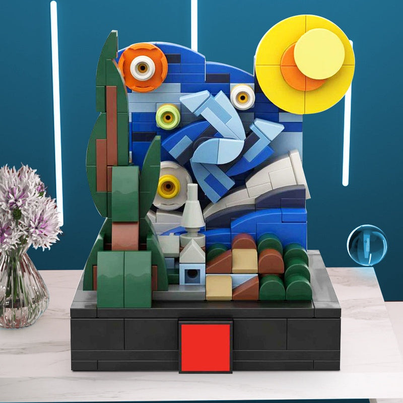 Mini Starry Night MOC Building Kit | Artistic Wall Display Model - 2