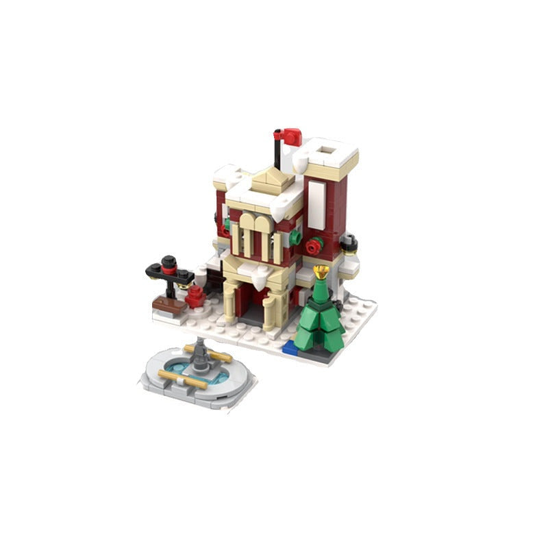 Mini Winter Fire Station MOC Building Kit | Christmas Village Architecture - 1