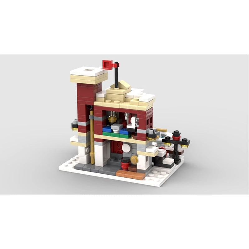 Mini Winter Fire Station MOC Building Kit | Christmas Village Architecture - 5