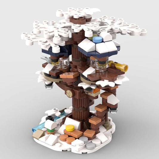 Mini Winter Tree House Building Kit | LEGO-Compatible MOC - 1