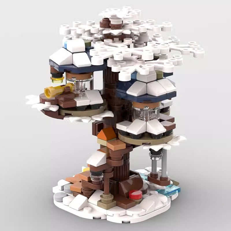 Mini Winter Tree House MOC Building Kit | Cozy Snow Cabin Architecture - 4