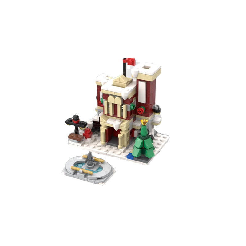 Mini Winter Village Fire Station Building Kit | LEGO-Compatible MOC - 1