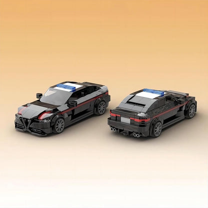 Modern European Patrol Car MOC Building Kit | Police Sedan Vehicle Model - 3
