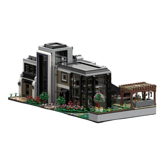 Modern Glass House MOC Modular Villa Building Kit - 1