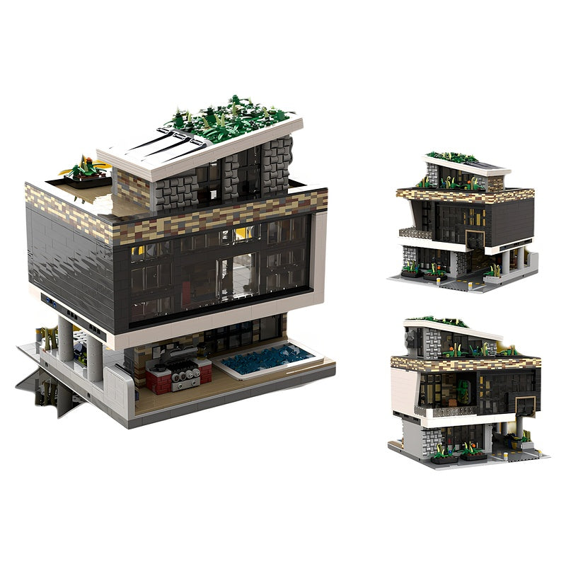 Modern Rooftop Garden Modular House MOC Building Kit - 2