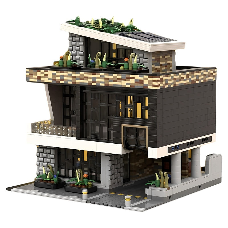 Modern Rooftop Garden Modular House MOC Building Kit - 3