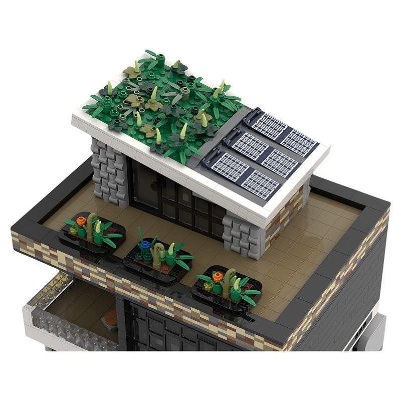 Modern Rooftop Garden Modular House MOC Building Kit - 5