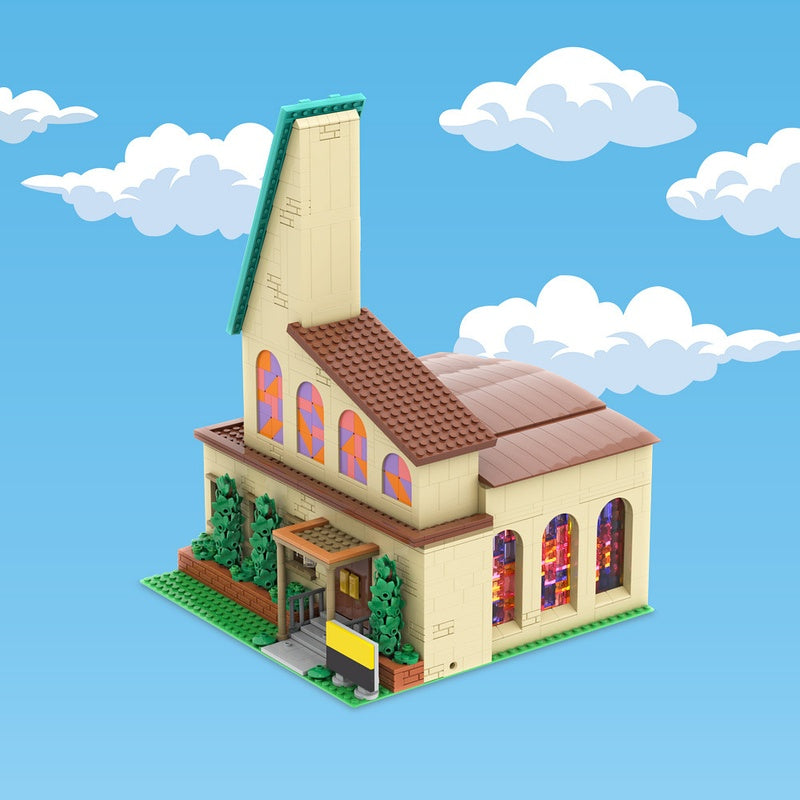 Modular Animated Sitcom Town Church Building Kit | LEGO-Compatible MOC - 1