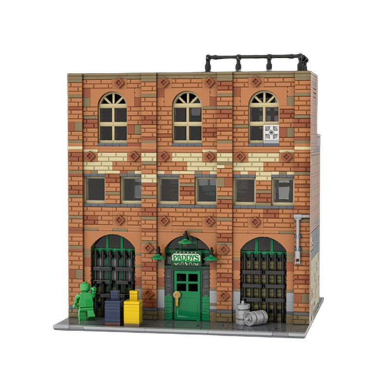 Modular Paddy's Pub MOC Building Kit for City Street Display - 1