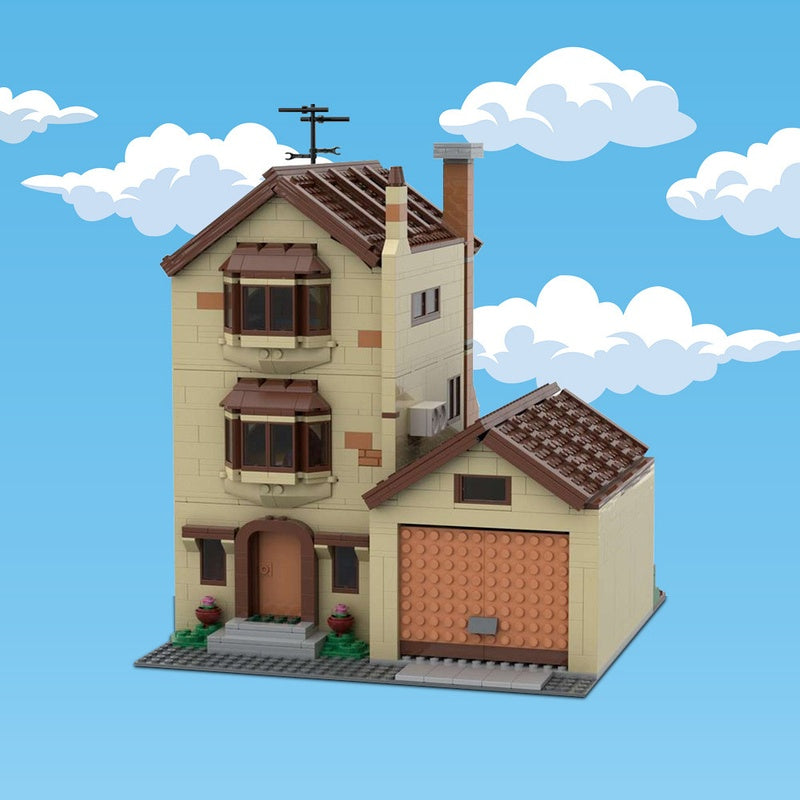 Modular Suburban Cartoon Family House Building Kit | LEGO-Compatible MOC - 1