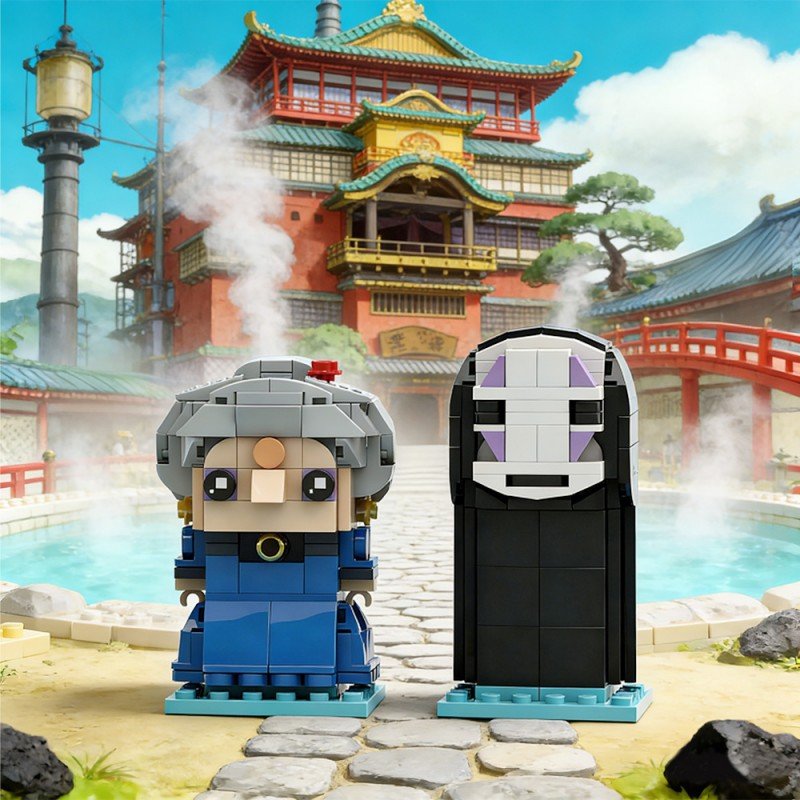 Mystical Spirit Bathhouse Duo Brickheadz Building Kit | LEGO-Compatible MOC - 5