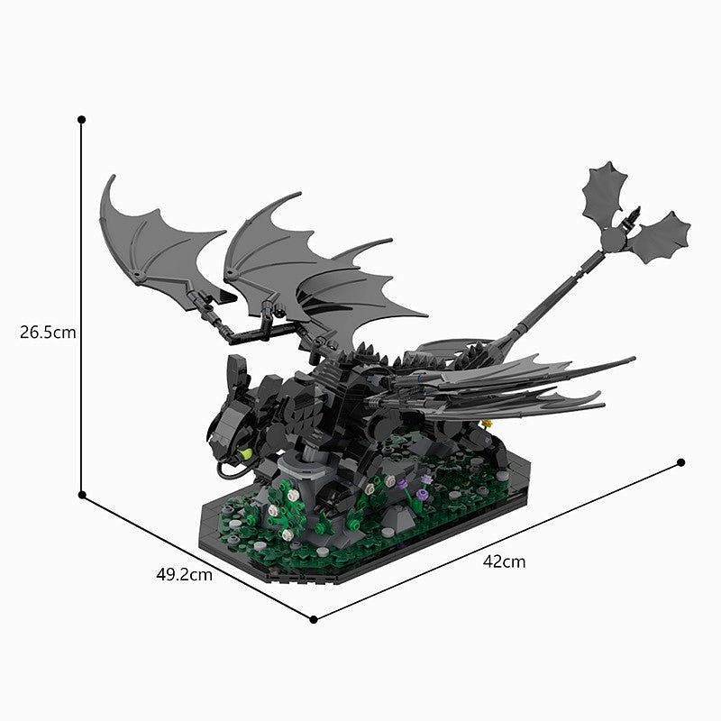 Mythical Night Dragon MOC Building Kit | Fantasy Creature Figure - 4