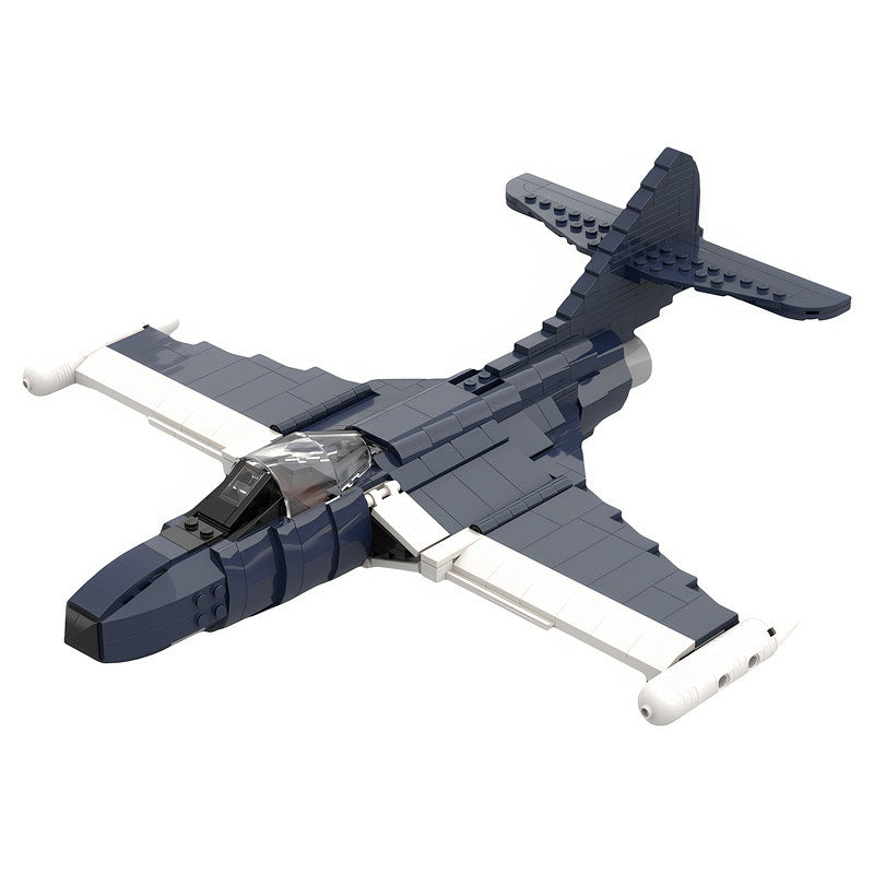 Navy Blue Fold-Wing Carrier Jet Fighter MOC Building Kit - 2