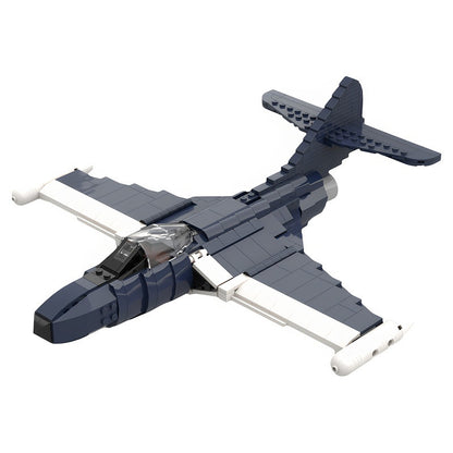 Navy Blue Fold-Wing Carrier Jet Fighter MOC Building Kit - 2
