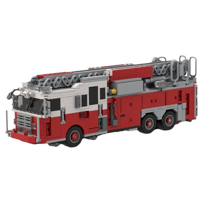 New York-Style Aerial Ladder Fire Truck MOC Building Kit - 1