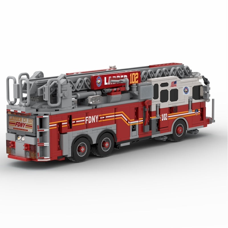 New York-Style Aerial Ladder Fire Truck MOC Building Kit - 2