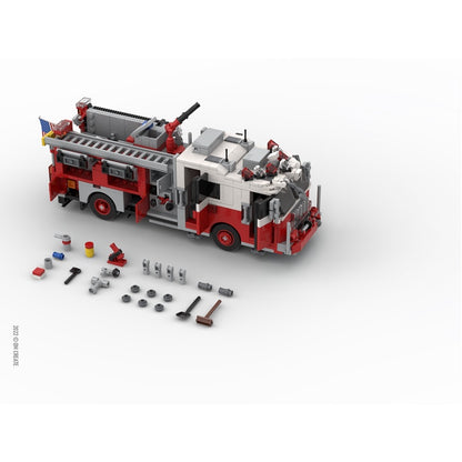 New York-Style Aerial Ladder Fire Truck MOC Building Kit - 2