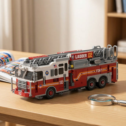 New York-Style Aerial Ladder Fire Truck MOC Building Kit - 3