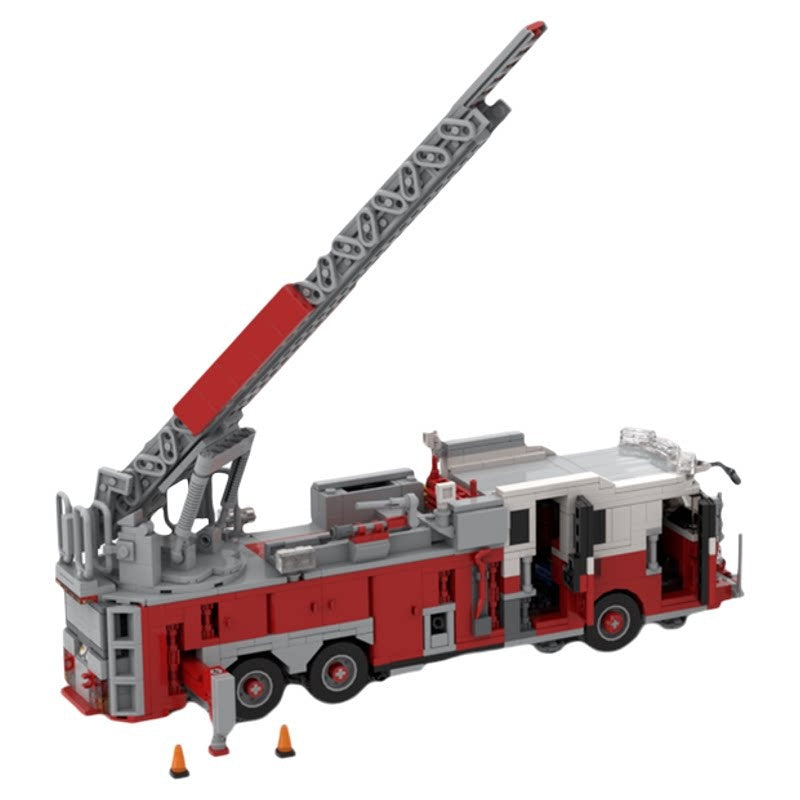 New York-Style Aerial Ladder Fire Truck MOC Building Kit - 4