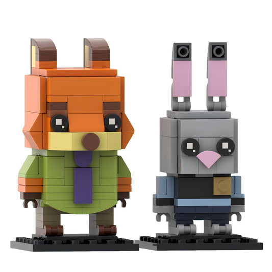 nick wilde & judy hopps brickheadz building kit | zootopia | moc-240190 - 1