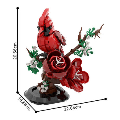 Northern Cardinal Bird MOC Building Kit | Wildlife Display Model with Base - 5