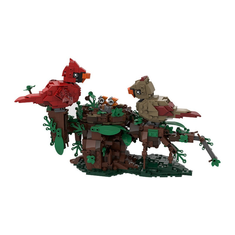 Northern Cardinals Nest MOC Building Kit | Wildlife Bird Diorama Model - 1