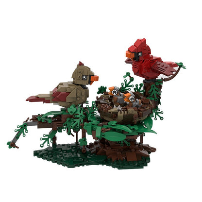 Northern Cardinals Nest MOC Building Kit | Wildlife Bird Diorama Model - 5