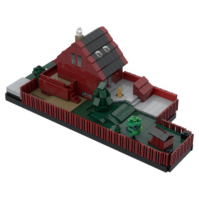 Norwegian Red Townhouse With Garden MOC Building Kit - 1