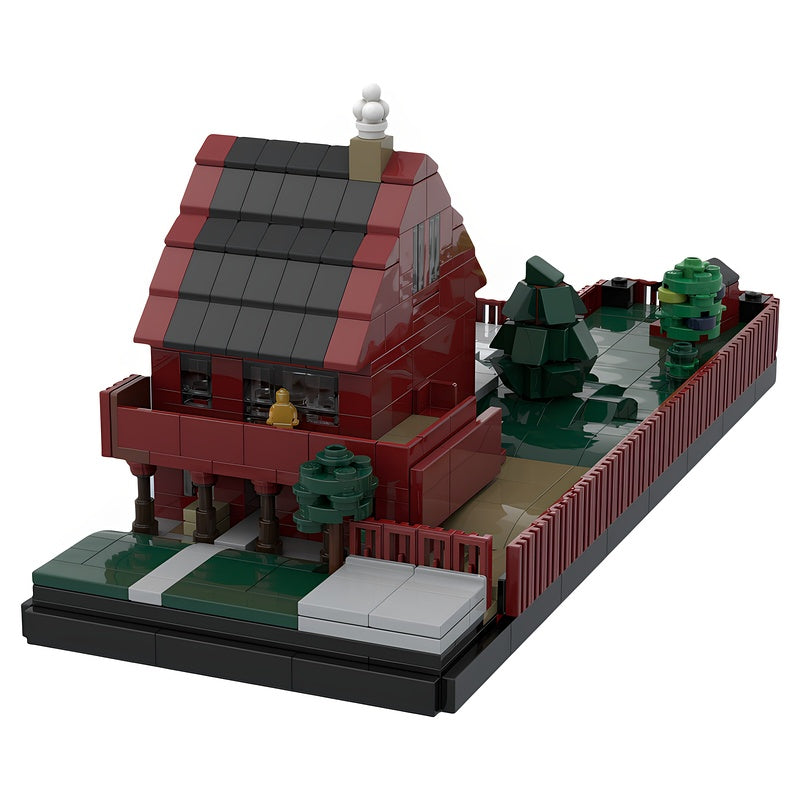 Norwegian Red Townhouse With Garden MOC Building Kit - 3