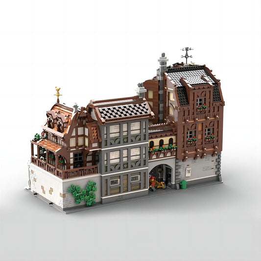 Old Town European MOC Modular Building Kit | Half Timber Architecture Model - 1