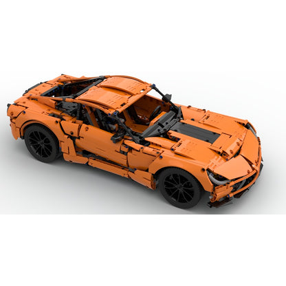 Orange C7 Z06 1:8 Mechanical Supercar MOC Building Kit - 3