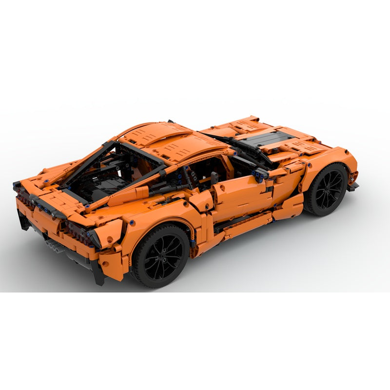 Orange C7 Z06 1:8 Mechanical Supercar MOC Building Kit - 4