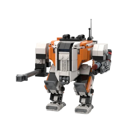 Orange Cannon & Flamer Combat Exosuit MOC Building Kit - 1