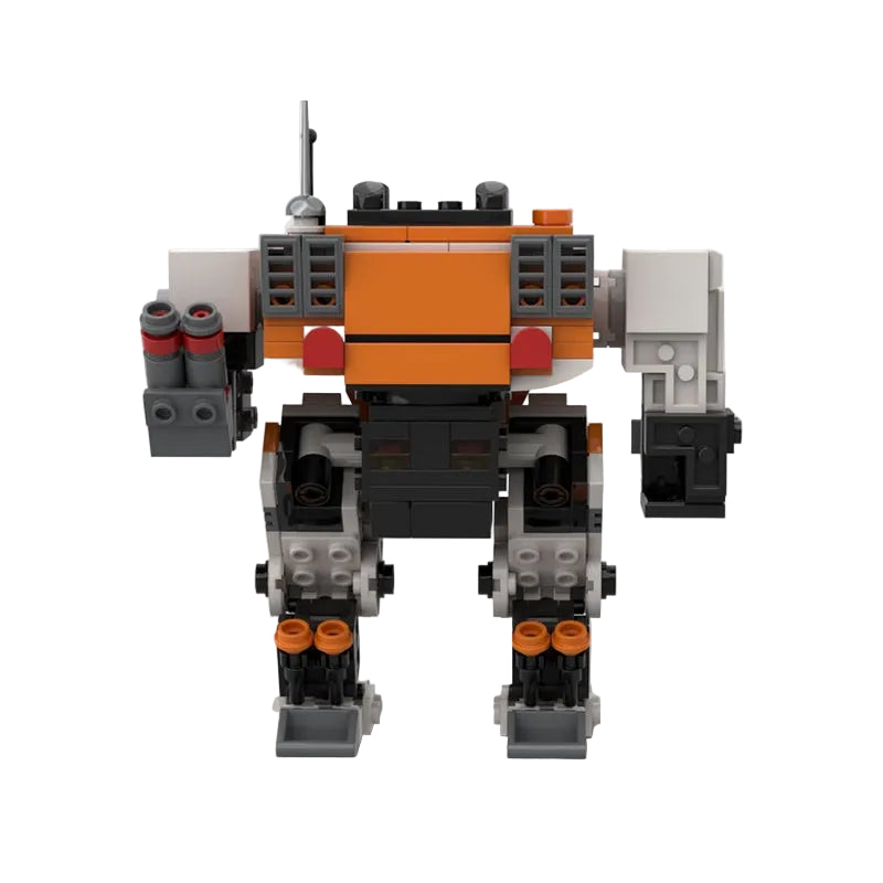 Orange Cannon & Flamer Combat Exosuit MOC Building Kit - 3