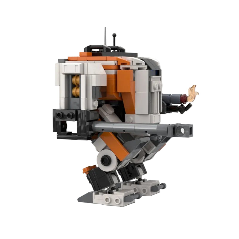 Orange Cannon & Flamer Combat Exosuit MOC Building Kit - 4