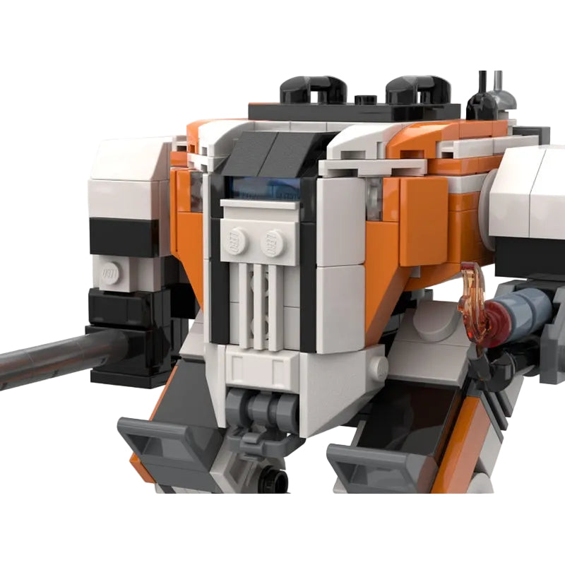 Orange Cannon & Flamer Combat Exosuit MOC Building Kit - 5