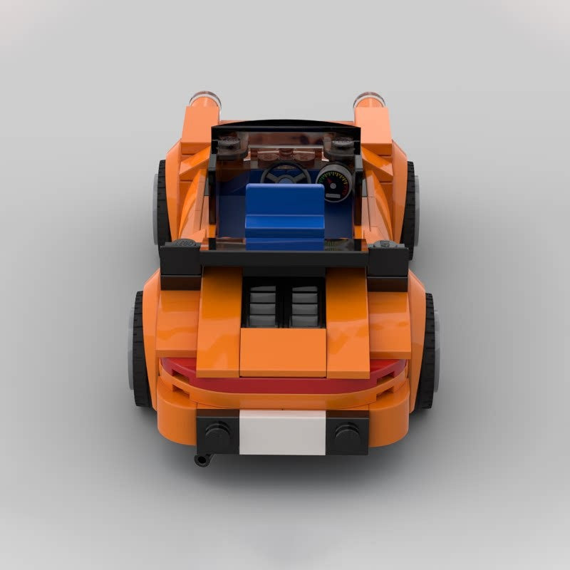 Orange Classic 911 Cabriolet Sports Car MOC Building Kit - 4