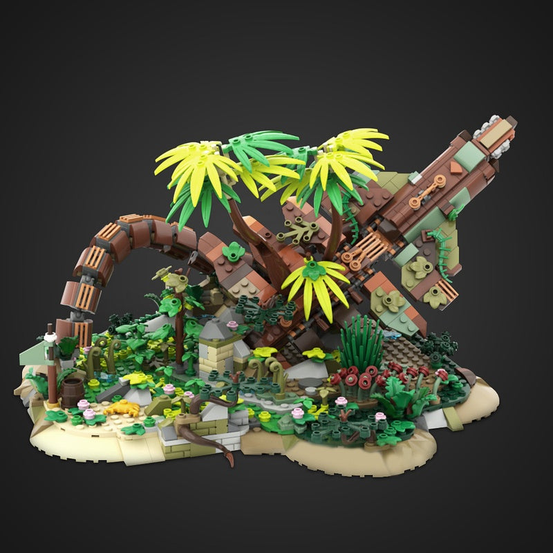 Overgrown Mechanical Ruins Diorama MOC Building Kit - 4