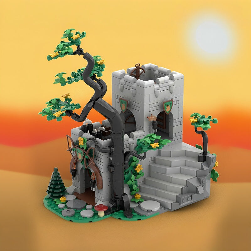 Overgrown Medieval Outpost MOC Castle Tower Building Kit - 1