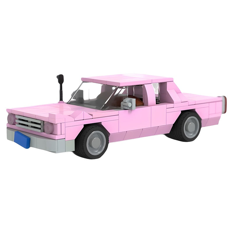 Pink 1980s American Family Sedan MOC Building Kit - 1