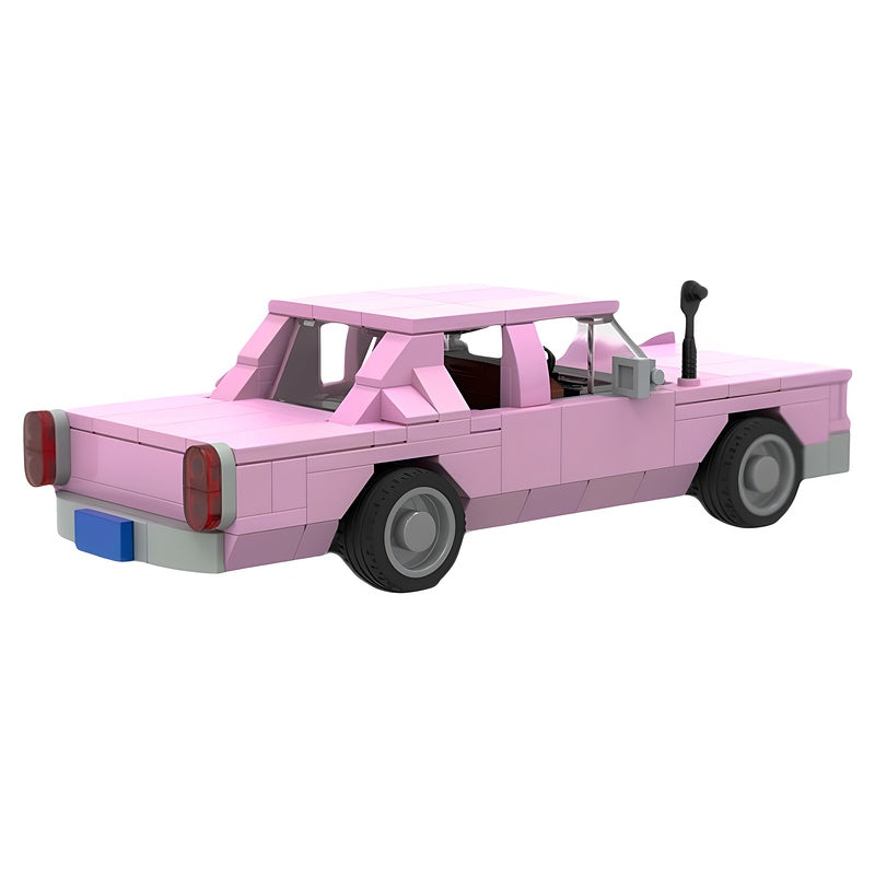 Pink 1980s American Family Sedan MOC Building Kit - 2