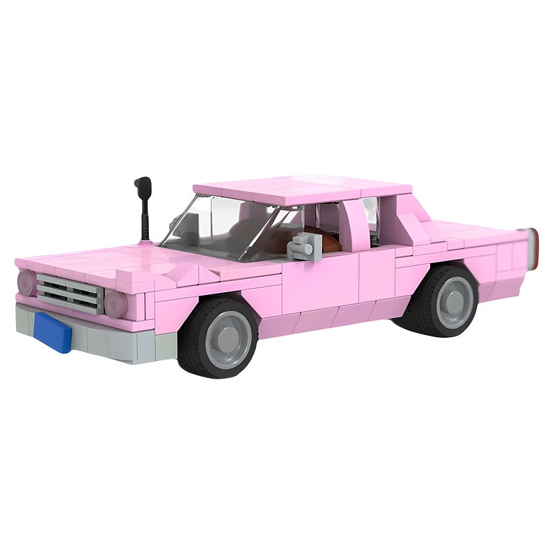 Pink 1980s American Family Sedan MOC Building Kit - 3
