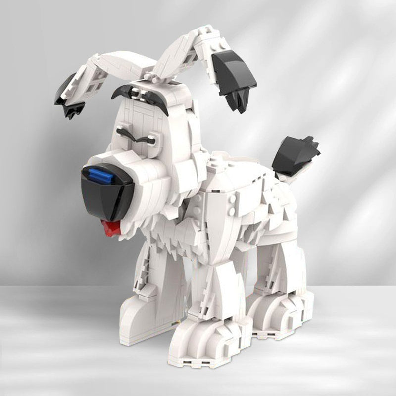 Playful White Dog MOC Building Kit | Animal Display Model - 1
